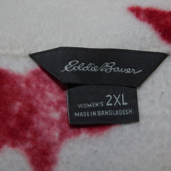 Eddie Bauer Womens 2XL White Red Star Light Fleece 1/4 Zip Pullover Top sweater - Picture 4 of 9